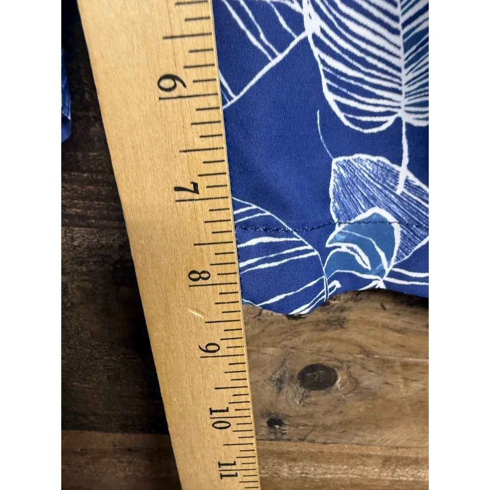 Tommy Bahama Mens XXL Blue Tropical Leaf Print Swim Trunks Mesh Lined 8in Inseam